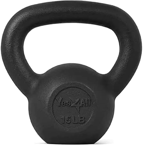 Yes4All Cast Iron Kettlebell, Strength Training Kettlebells 80 Lb (5,10,15,20,25,30,35,40,45,50,60,70,80 Lb) for Full Bo