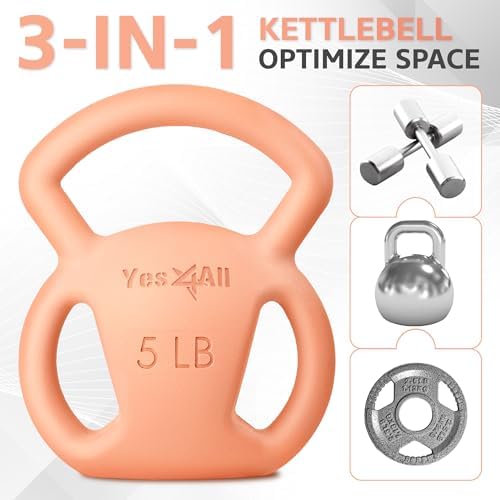 Yes4All Kettlebell, Strength Training Kettlebells for Women, Wide Multi-grip Textured Handle for Home Gym Exercises & Fu