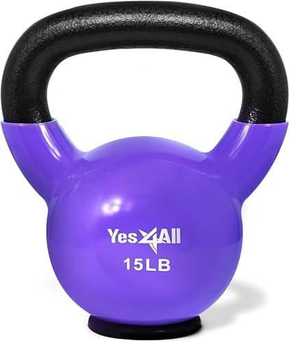 Yes4All Rubber Base Kettlebells for WomenStrength Training (10-65 lbs) Yes4All Kettlebells for Women Fitness Rubber Ba