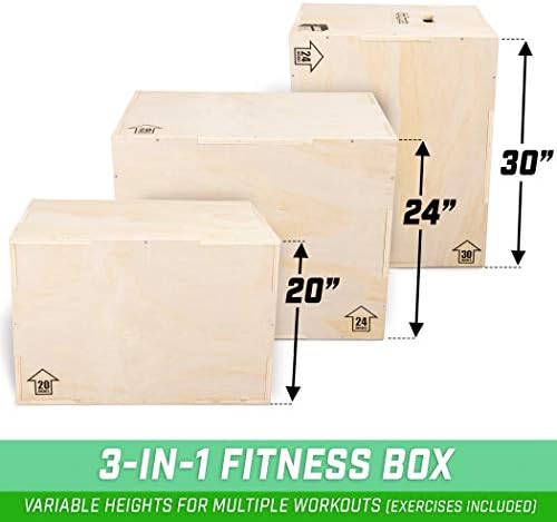 GoSports Fitness 3-in-1 Plyo Jump Box - Great for Home or Gym - Perfect for Beginners to Advanced Athletes - Compact Des