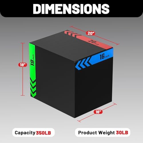 Papababe 3-in-1 Plyometric Jump Box Workout Equipment, Home Gym Box Jumps, Anti Slip Surface and High Density Foam, Home