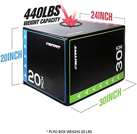 RitFit 3 in 1 Plyo Box Heavy Duty High Density Foam Jumping Box 20"x18"x16" Home Gym Fitness 440lb Weight Capacity