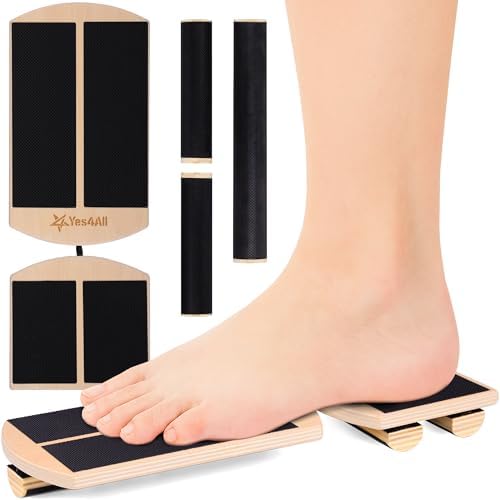 Yes4All Professional Anti-Slip Rocker Board for Leg Workout and Standing Desk Use | Yes4All 350LBS Wood Balance Board,