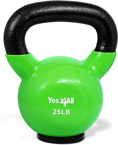 Yes4All Rubber Base Kettlebells for WomenStrength Training (10-65 lbs) Yes4All Kettlebells for Women Fitness Rubber Ba