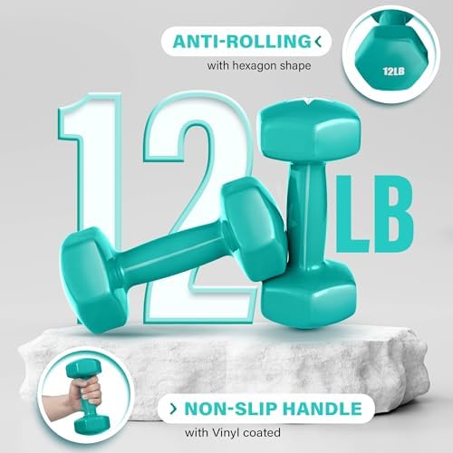 Yes4All Vinyl Hexagon Dumbbells - 2-in-1 Adjustable Set (2-15 lbs) for Home Gym Strength Training