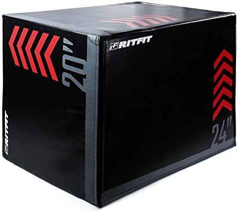 RitFit 3 in 1 Plyo Box Heavy Duty High Density Foam Jumping Box 20"x18"x16" Home Gym Fitness 440lb Weight Capacity