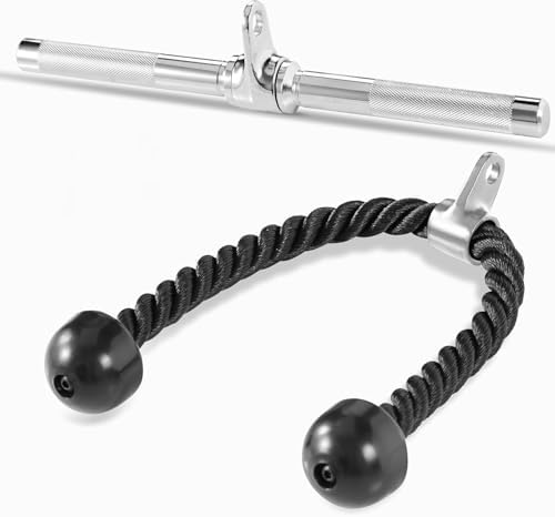 Yes4All Cable Machine Attachment Row Handles Tricep Rope Straight Bar V Bar LAT Pulldown Accessories 880 LB for Home Gy