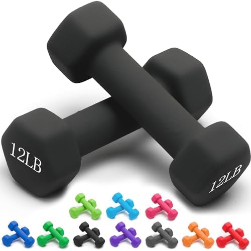 Portzon Dumbbells 10 Colors Options 1-15LB Anti-Slip Anti-Roll Hex Shape