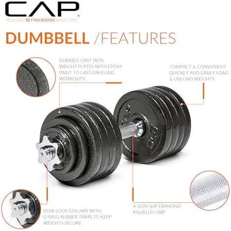 CAP Barbell Adjustable Dumbbell Weight Set for Home Gym Fitness Lovers | Ideal for Home Workouts and Muscle Building |