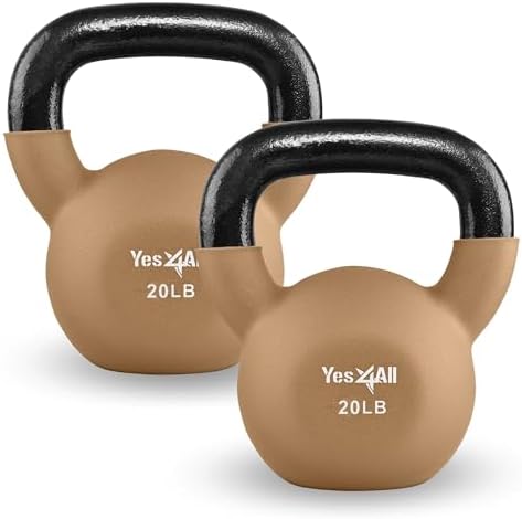 Yes4All Kettlebell - 35 LB Neoprene Coated Cast Iron Kettlebell for Home Gym, Wide Grip Handle & Flat Bottom for Swings