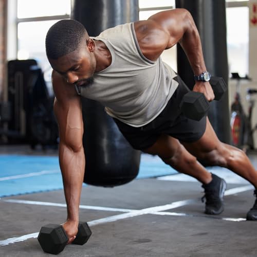 RitFit 250LB Rubber Hex Dumbbells with Weights Rack for Home Strength Training | RitFit 300LB Rubber Hex Dumbbells and