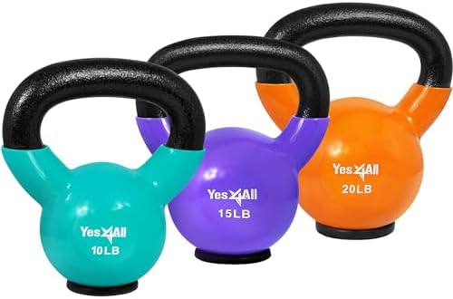 Yes4All Rubber Base Kettlebells for WomenStrength Training (10-65 lbs) Yes4All Kettlebells for Women Fitness Rubber Ba