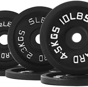 BalanceFrom 9-Piece Cast Iron Weight Plates Set for Home Gym, Strength Training, and Standard Barbell (|5-45LB) with 1"