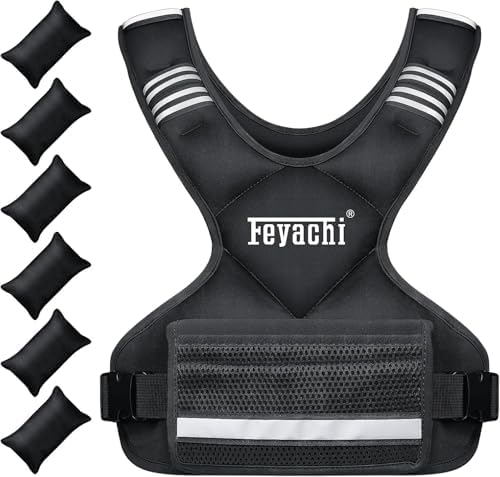 Feyachi Adjustable Weighted Vest for Running Workout and Training - 3-12 lbs / 12-20 lbs / 20-32 lbs - Reflective Design