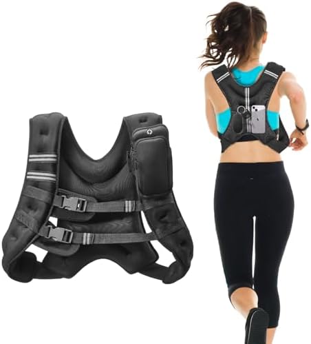 VEVOR Weighted Vest for Strength Training and Weight Loss, Reflective Stripe, Adjustable Buckle, 12/16/20/30 lbs