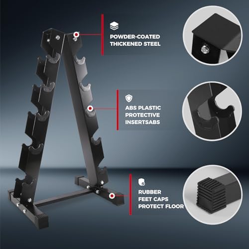 RitFit 250LB Rubber Hex Dumbbells with Weights Rack for Home Strength Training | RitFit 300LB Rubber Hex Dumbbells and