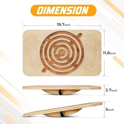 Yes4All Professional Anti-Slip Rocker Board for Leg Workout and Standing Desk Use | Yes4All 350LBS Wood Balance Board,