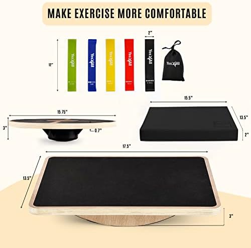 Yes4All Versatile Wooden Wobble Balance Board, Core Training, Exercise Balance Stability Trainer