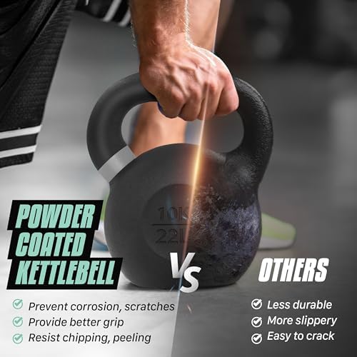Yes4All Powder Coated 9lb-71lb Cast Iron Core Kettlebells for Heavy Duty Strength Training | Yes4All Powder Coated Kett