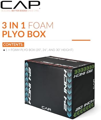 CAP Barbell 3-in-1 Foam Plyometric Jump Box - Adjustable Heights - Great for Home Gym & HIIT Workouts - Strength Trainin