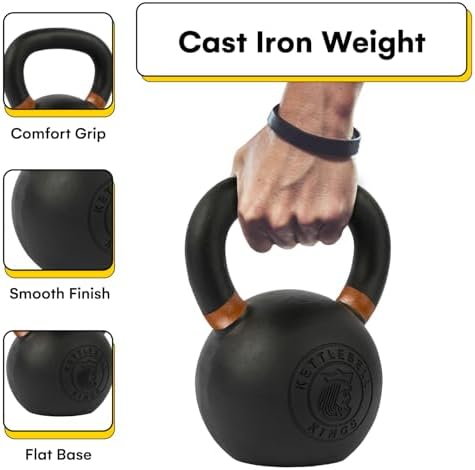 Kettlebell Kings Powder Coated Kettlebell Weights - 9-97 lb Strength Training Kettlebells for Men and Women - Home Gym E