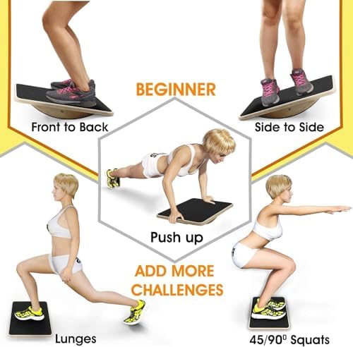 Yes4All Professional Anti-Slip Rocker Board for Leg Workout and Standing Desk Use | Yes4All 350LBS Wood Balance Board,