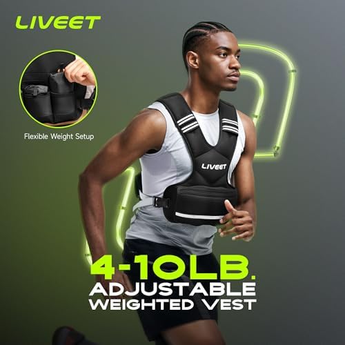 Weighted Vest for Women and Men 4-20lb Adjustable, Running Vest with Reflective Strips and Buckle Straps Weighted Vest