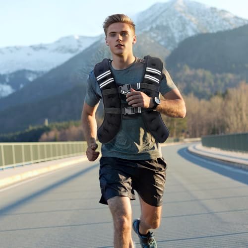 VEVOR Weighted Vest for Strength Training and Weight Loss, Reflective Stripe, Adjustable Buckle, 12/16/20/30 lbs