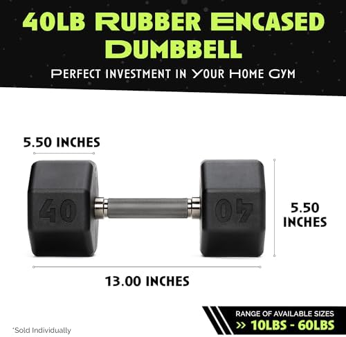Rubber Coated Dumbbells No Roll Design Easy Grip 10-60 LBS for Strength Training Home Gym