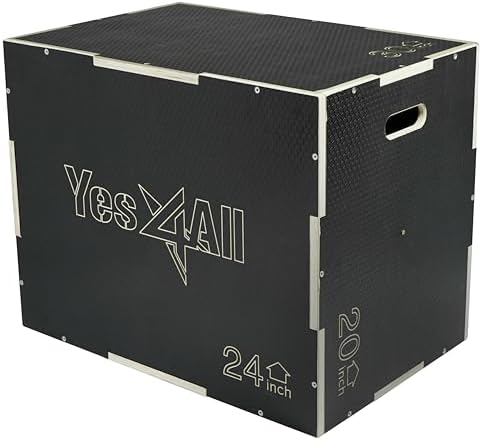 Yes4All 3 in 1 Non-Slip Wooden Plyo Box for Workout Enthusiasts | Yes4All Step Up Box and Plyometric Jump Box for Home