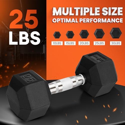 Yes4All Chrome Grip Encased Hex Dumbbells - Anti-Slip Hand Weights 5-50 LBS Single