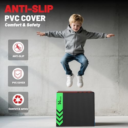 Papababe 3-in-1 Plyometric Jump Box Workout Equipment, Home Gym Box Jumps, Anti Slip Surface and High Density Foam, Home