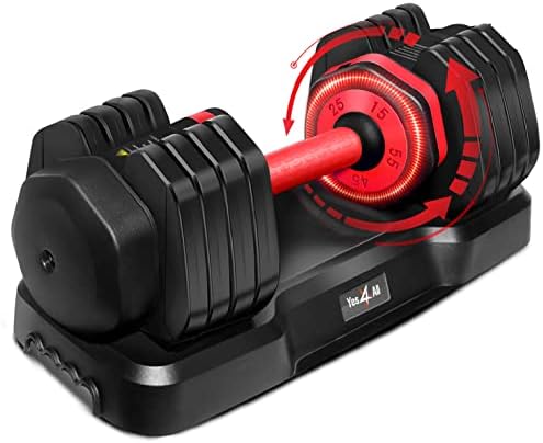 Yes4All 25/55LB Adjustable Dumbbells, Easy Adjust, Suitable for All Fitness Levels, Perfect for Home Gym, Durable Design