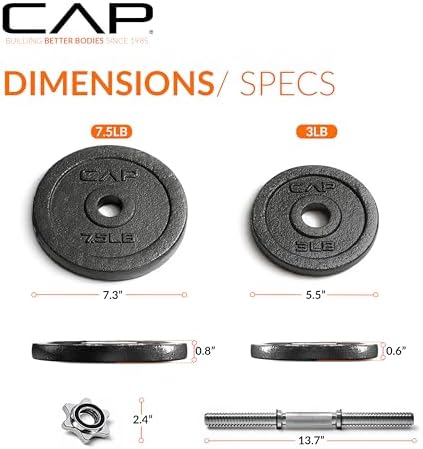 CAP Barbell Adjustable Dumbbell Weight Set for Home Gym Fitness Lovers | Ideal for Home Workouts and Muscle Building |