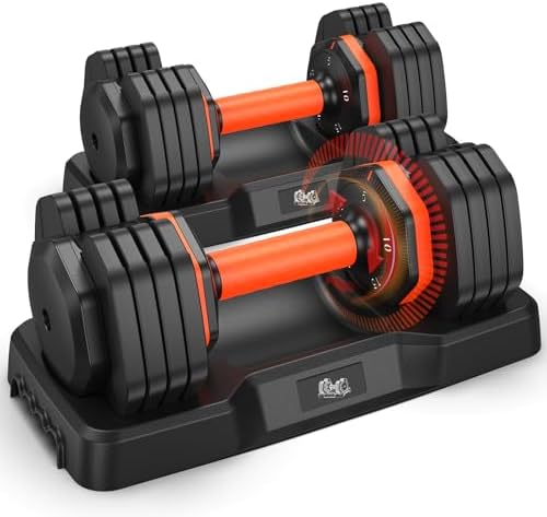 2025 Updated Adjustable Dumbbell Set for Home Gym, 110lbs/50lbs Weights with Storage Box, Suitable for Men and Women