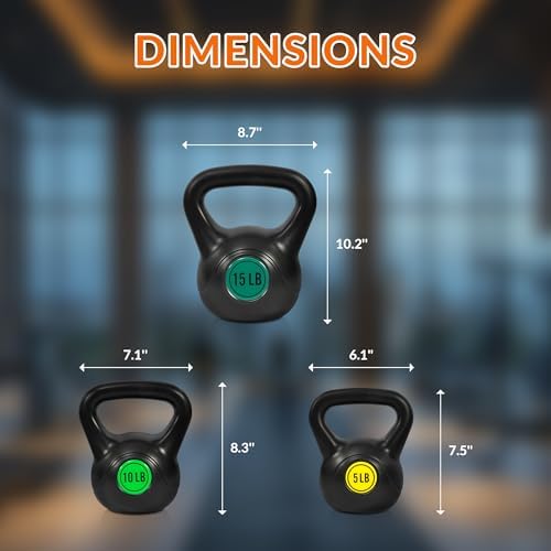 Fitvids 3-Piece Kettlebell Exercise Set for Fitness Lovers, 5 lbs, 10 lbs, 15 lbs Fitvids 4-Piece Kettlebell Weight Set