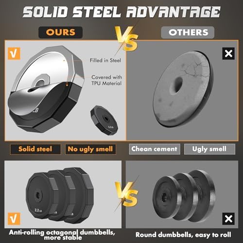 KISS GOLD Adjustable Dumbbells with Solid Steel Home Gym Equipment for Men and Women Strength Training KISS GOLD 22Lbs 4