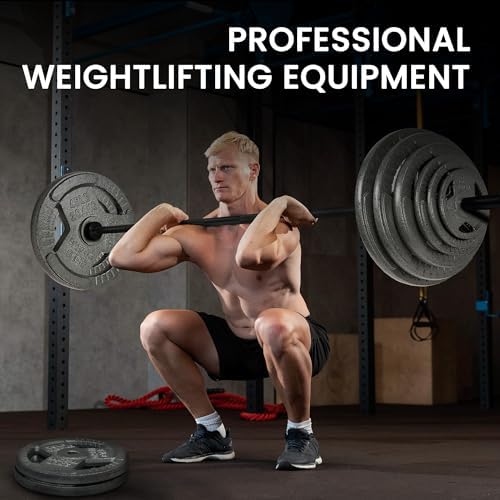 Fitvids Olympic Barbell Bar for Powerlifting and Weightlifting, High Capacity 700 Pound, 2 Inch Diameter Barbell