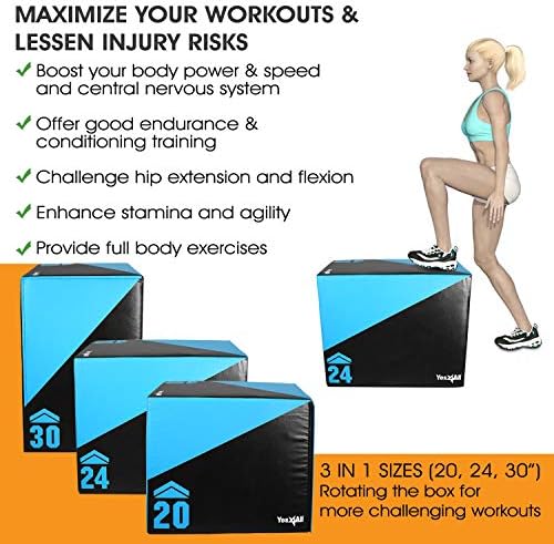 Yes4All Plyo Jump Box for Training & Conditioning | Yes4All 3 in 1 Foam Plyometric Jump Box for Fitness Workout | Yes4A