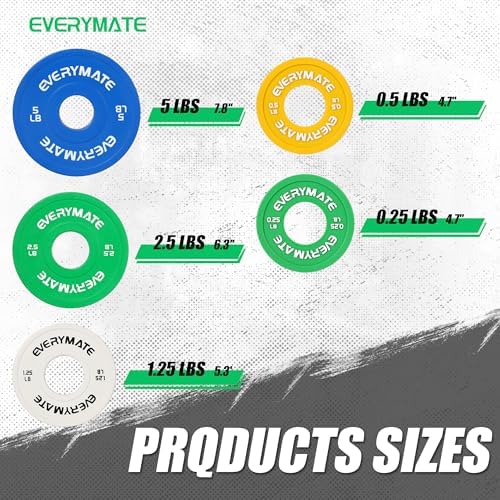 EVERYMATE Fractional Weight Plates for Cross Training - Olympic Bumper Plates - Steel Insert - 1.25LB, |5LB, 5LB