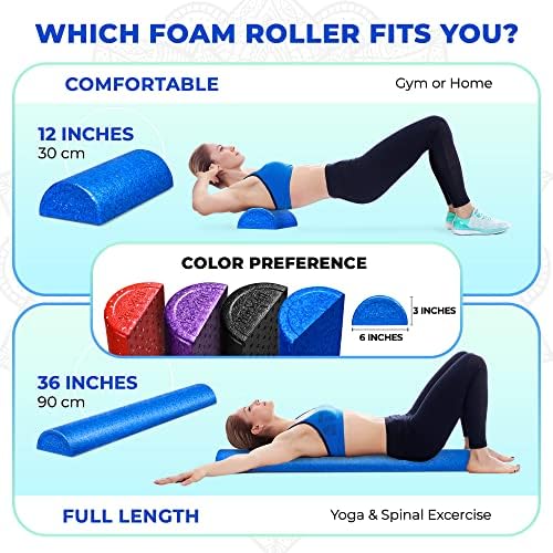 Yes4All High-Density EPP Half Round Back Roller Foam - Yoga, Pilates & Stretching - 12, 18, 24, 36 inch Yes4All High-D