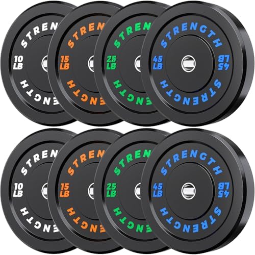 Olympic Rubber Bumper Weights for Home Gym Strength Training | 2 Inch Barbell Plate Set for Home Gym Strength Training