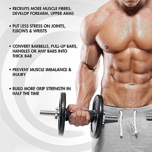 Yes4All Thick Dumbbell Handles Grips, Firm Rubber Barbell Grips for Increasing Forearm Strength and Muscle Building in W