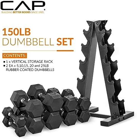 CAP Barbell Rubber Coated Dumbbells for Home Gym Fitness Lovers | Multiple Weight Options | CAP Barbell Heavy Duty Rubb