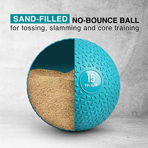 Yes4All Slam Balls, Durable PVC Sand Filled, Core Strengthening Workout Ball for Fitness Enthusiasts at Home Gym