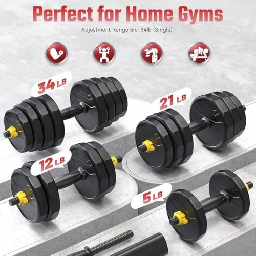 FEIERDUN Adjustable Dumbbells for Home Gym Use by Men and Women during Fitness Exercises