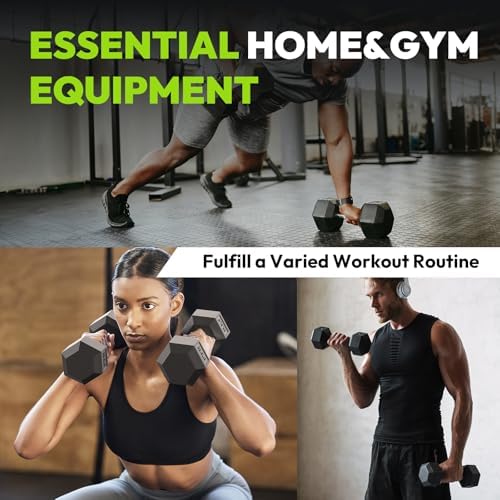 Hex Weights Dumbbells Set with Rack for Strength Training at Home and Gym, Heavy Duty 100-550 lb Rubber Coated Dumbbells