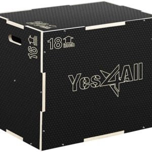 Yes4All 3 in 1 Non-Slip Wooden Plyo Box for Workout Enthusiasts | Yes4All Step Up Box and Plyometric Jump Box for Home
