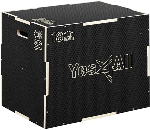 Yes4All 3 in 1 Non-Slip Wooden Plyo Box for Workout Enthusiasts | Yes4All Step Up Box and Plyometric Jump Box for Home
