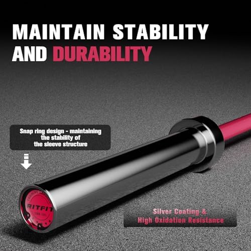 RitFit 7FT Olympic Barbell for Strength and Weightlifting Training - 2 Inch Olympic Bar for Squat, Deadlift, Bench Press